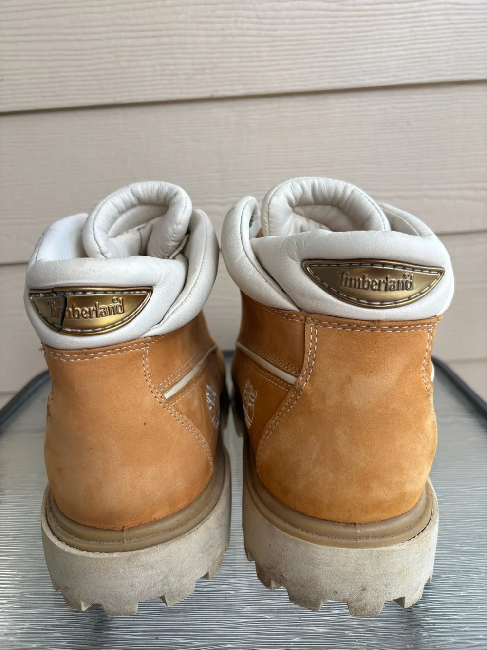 Timberland Wheat Nubuck Low Ankle Work Boots with White Collar